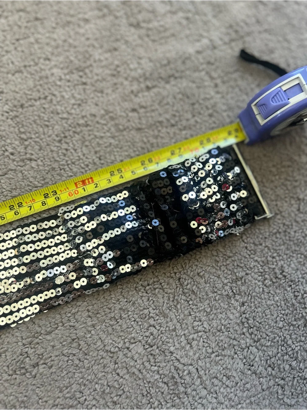 Daytrip Black Sequin Stretch Waist Belt - Shimmer Panel